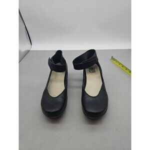 Mary Jane Ankle-Strap Flats in Black
